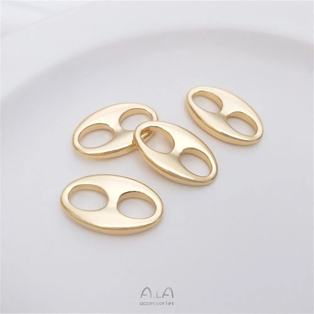 

1Pcs 14K Bag Gold Double hole pig nose oval connector DIY bracelet necklace earrings earrings pendant accessories