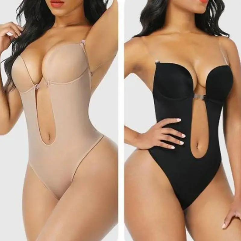 

Backless Shapewear | Thong Shapewear Bodysuit | Invisible u Plunge Backless Body Shaper Bra for Wedding Dress Gown Daily Wear