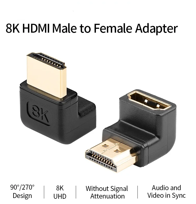 HDMI2.1 адаптер штекер-гнездо 90 градусов прямоугольный преобразователь HDMI