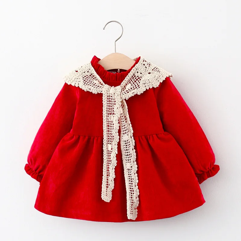 

2021 baby girl dress baby girl clothing fall clothes for kids flower girl dresses Solid bubble sleeve A-line skirt 13-24m