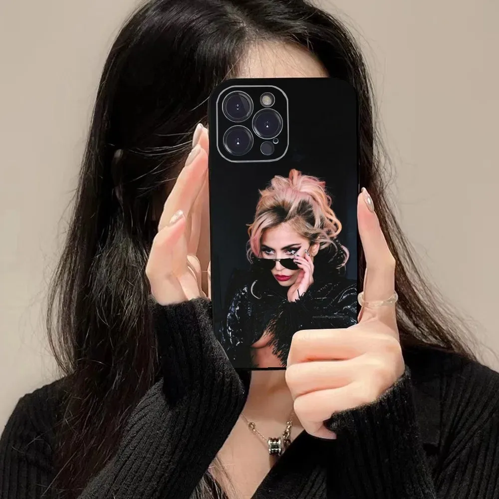 Singer L-Lady Gaga Phone Case For iPhone 16 15 14 13 12 11 Plus Pro Max XS X XR SE Mini 8 7 Soft Silicone Black Cover