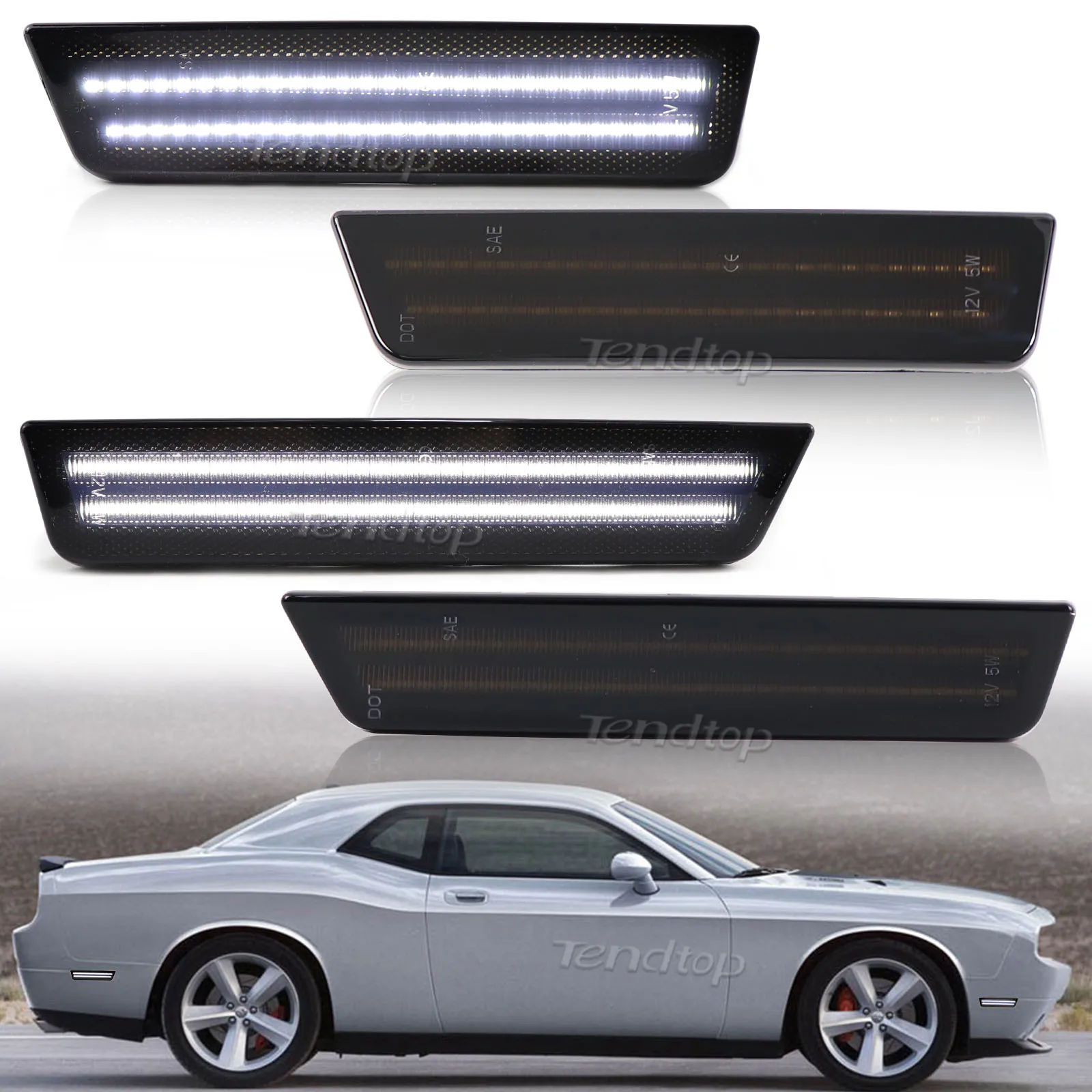 Front Amber Rear Red LED Side Marker Light for Dodge Challenger 2008-2014 Side Marker Lamp fender light for Dodge Charger 11-14