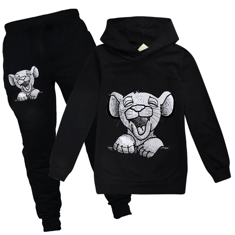 

Ropa informal del Rey León Simba para niños y niñas, conjunto de 2 piezas manga larga, sudaderas con capucha bebés adolescentes