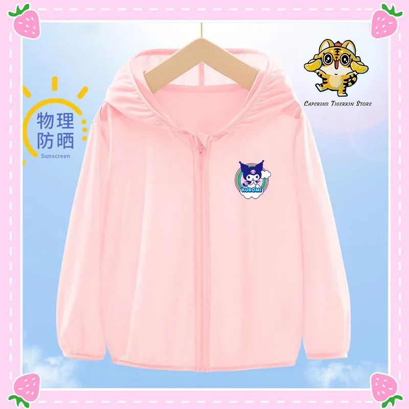

Sanrio Солнцезащитная куртка Kuromi Melody Cinnamoroll Kawaii для девочек мультяшная Защитная Кожаная куртка детская ветровка солнцезащитный