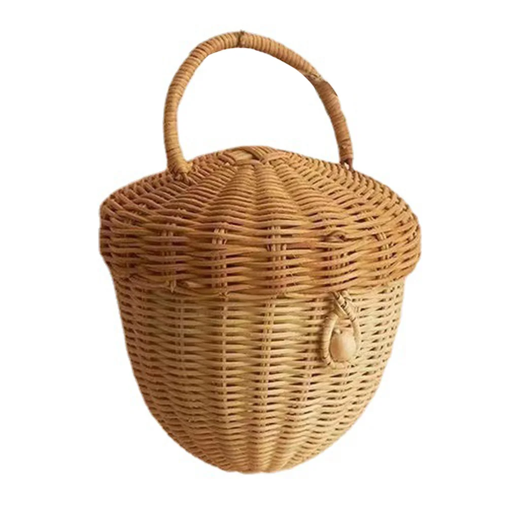 

Handwoven Basket Rattan Clothes Laundry Basket Rattan Storage Basket Mushroom Shape Shelf Organizer Nursery Home Decor Craft