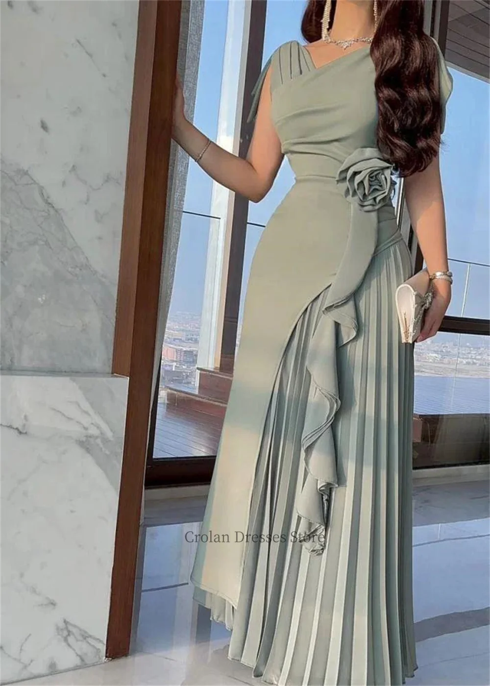 Мягкие атласные длинные вечерние платья с v-образным вырезом без рукавов