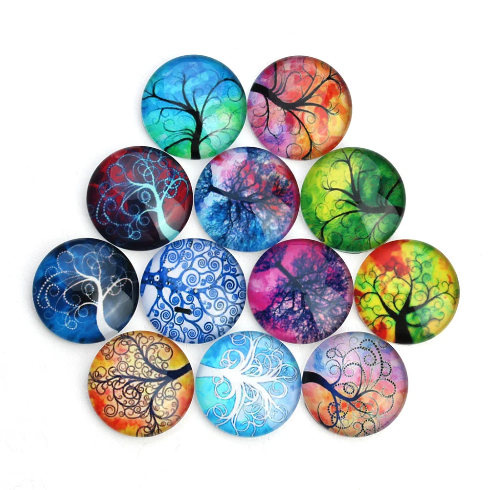 

12 Pcs Round Glass Transparent Glass Cabochons Photo Clear Cabochons Glass Dome Cabochons Clear Round Half Round Gems