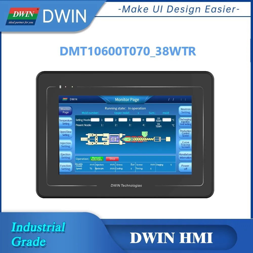 

DWIN HMI 7 inch 1024*600 Resistive Touch Panel with Shell A40i IPS-TFT-LCD Module Network RS232 RS422 DMT10600T070_38WTR