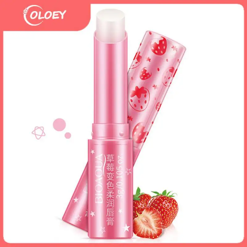 

New Lipstick Strawberry Change Color Moisturizing Lip Balm Lips Care Cosmetics Reduce Lipstick Firming Lip Color Hydrating TSLM1