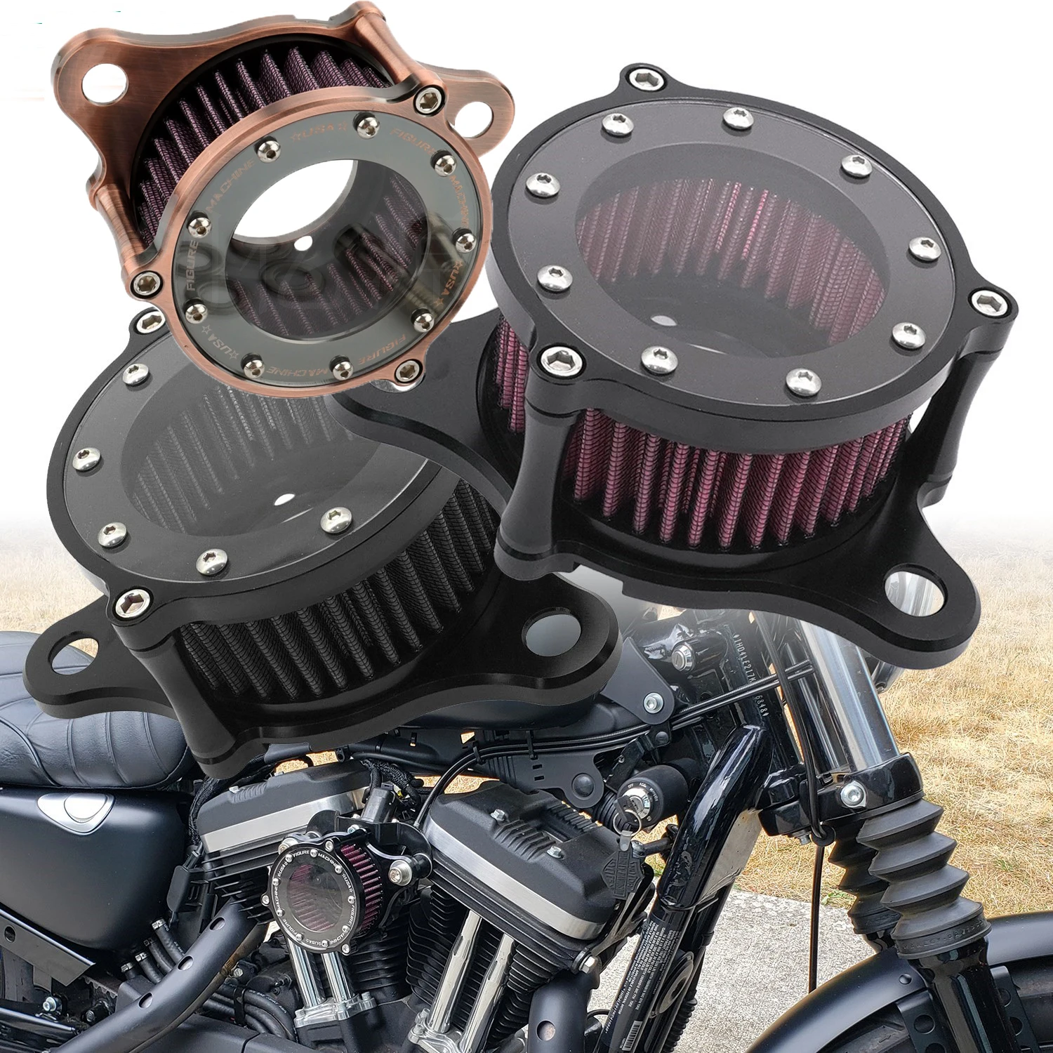 

XL883 X48 1200 72High Flow Air Filter Motorcycle Accesorios for Harley Davidson XL883 48 72 Plate Air Intake Filter System Kit
