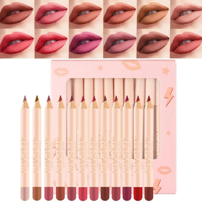 Set 12 Color Long Lasting Lip Crayon Girls And Women Lips Makeup Gift For Thanksgiving Christmas Mother's
