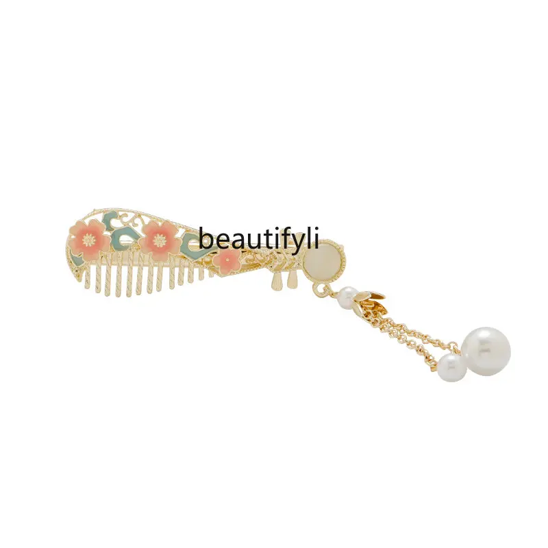 

zq Antique Flower Barrettes Female Temperamental Bangs Clip Side Clip Hairpin Headdress for Han Chinese Clothing
