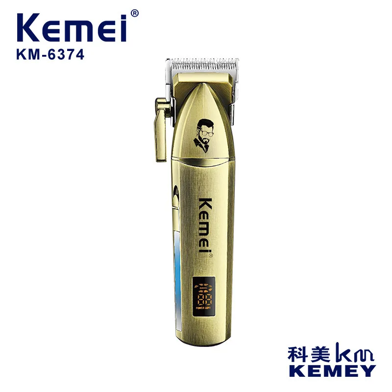 

kemei hair trimmer KM-6374 USB rechargeable hair clipper haircut machine oilhead clipper engraving whitening LCD metal body