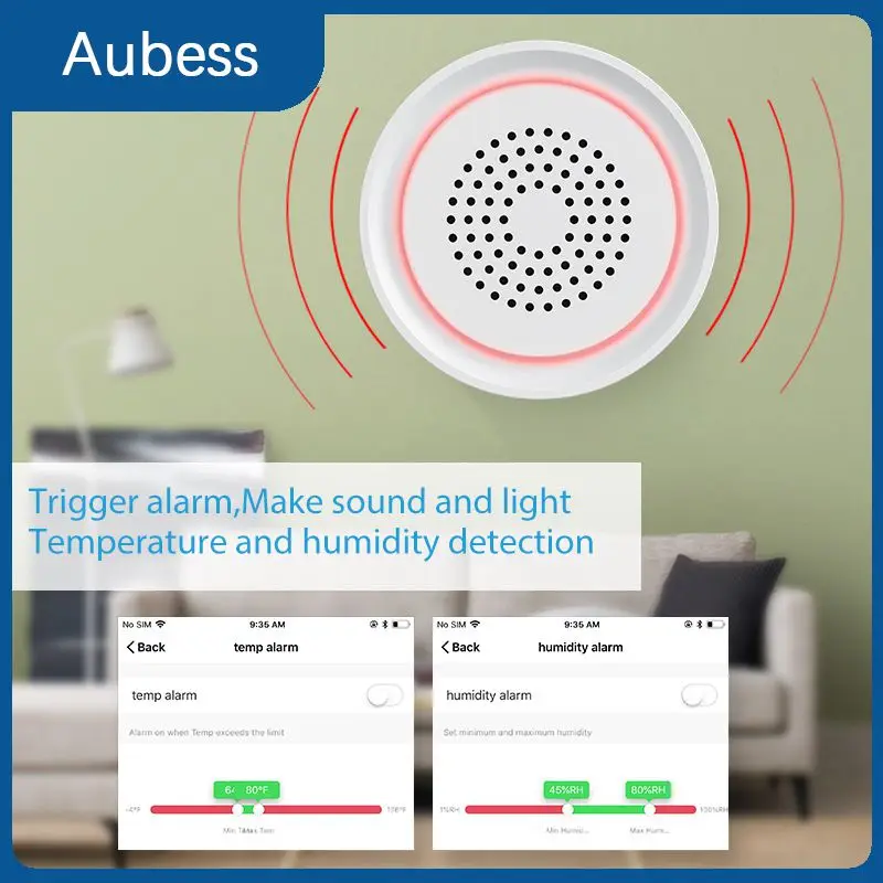 

Умные датчики человеческого тела Tuya для домашней безопасности, цифровой детектор звука, датчик Wi-Fi, беспроводная сирена с поддержкой Alexa Google Home
