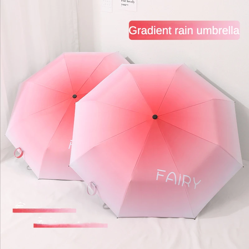 

Gradual Folding Umbrella for Women, UV Proof Sunscreen, Sunshade, Small Fresh Black Glue, Weather Sunny and Rainy Umbrella