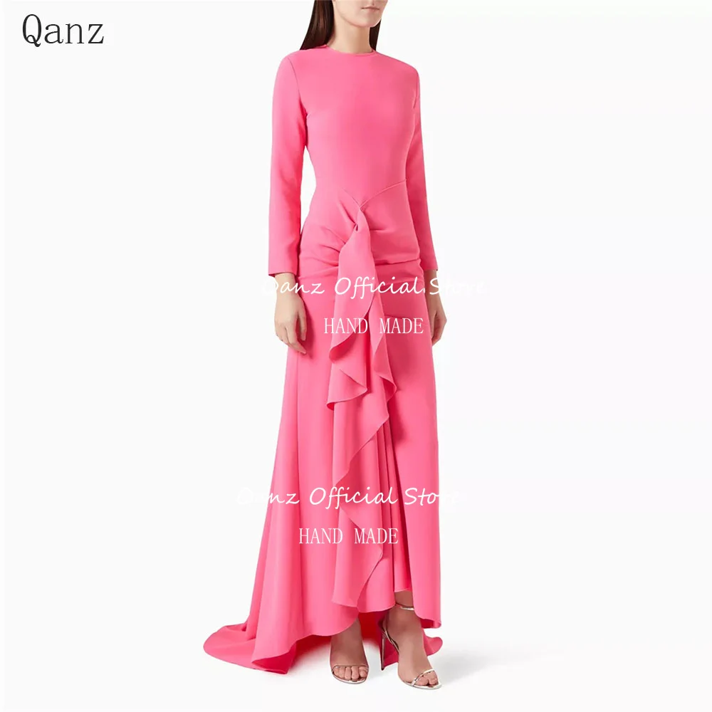 Qanz Элегантные вечерние платья русалки Дубай Abendkleid с длинными рукавами и рюшами