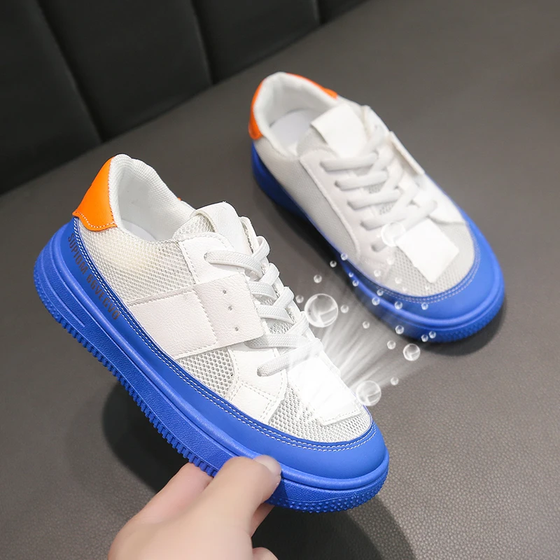 

Children Sports Shoes 2022 New Girls Sneakers Boys Wide Pu Breathable Mesh Elastic Band Sneakers Kids Casual Baby Shoes