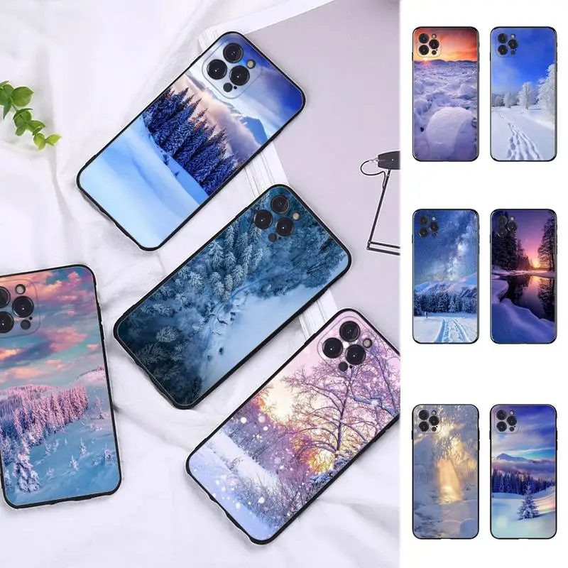 

Landscape Winter Phone Case Silicone Soft For iphone 14 13 12 11 Pro Mini XS MAX 8 7 6 Plus X 2020 XR Shell