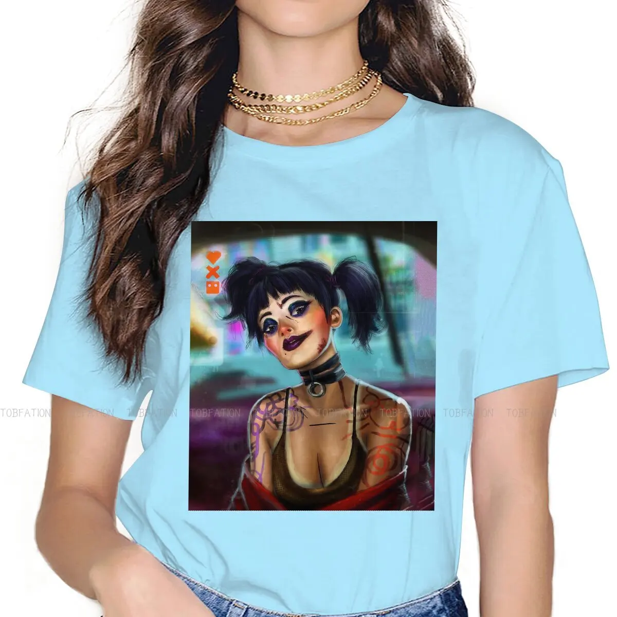 

Color Girl O Neck TShirt Love Death&Robots Science Fiction Fantasy Horror And Comedy Pure Cotton T Shirt Girl 4XL Fashion