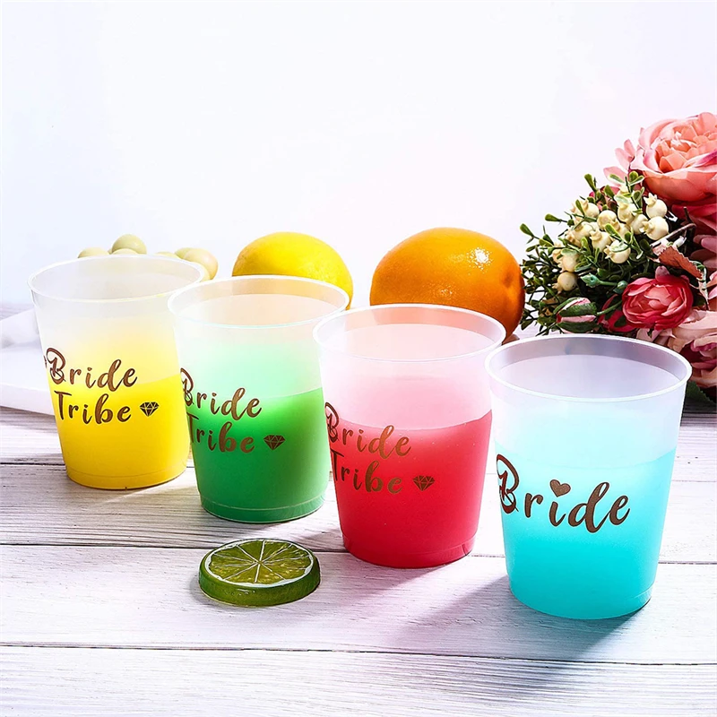 

1Set Wedding Theme Cup Set Bachelorette Party team Bride Bridesmaids Transparency Plastic Cup Hen party Atmosphere Props