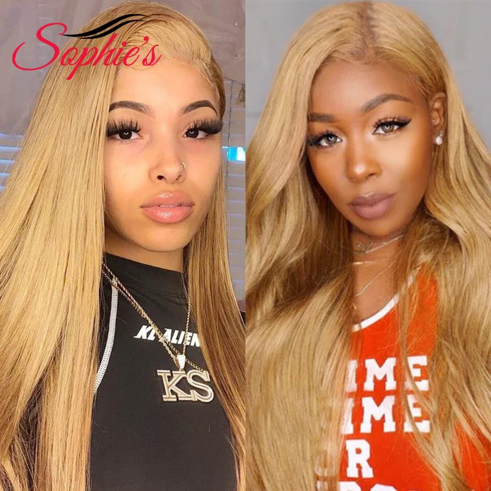 Фронтальный человеческий парик Sophie's 27 блонд 13*4 Для Женщин бразильские прямые