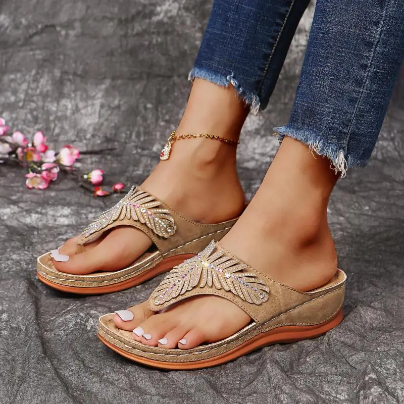 Ladies Casual Sandals New Retro Solid Color Wedge Shoes Women Sandals Plus Size Fashion Platform Flip Flop Women Sandals 2022