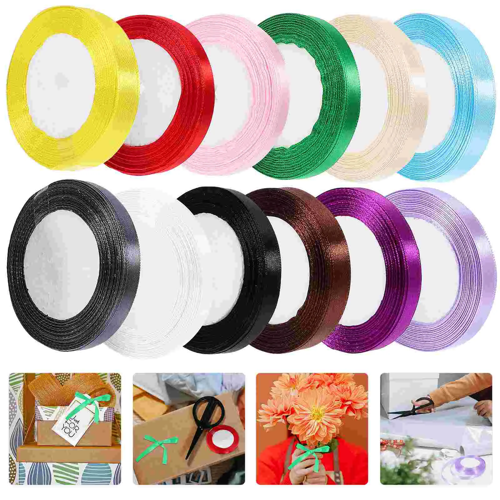 

12 Rolls Colorful Gift Ribbon Gift Wrapping Ribbon Gift Ribbons Festival Package Ribbons for Wrapping