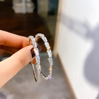 drop earrings for women shine round geometric zircon hoop circle crystal earrings trendy jewelry 2022 korean fashion women gift