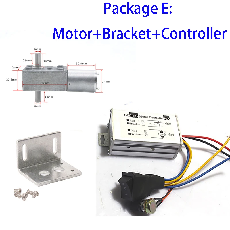 

DC 6V 12V 24V двойной выходной вал червячный редуктор/Кронштейн/контроллер скорости металлическая Шестерня обратный самоблокирующийся турбодв...