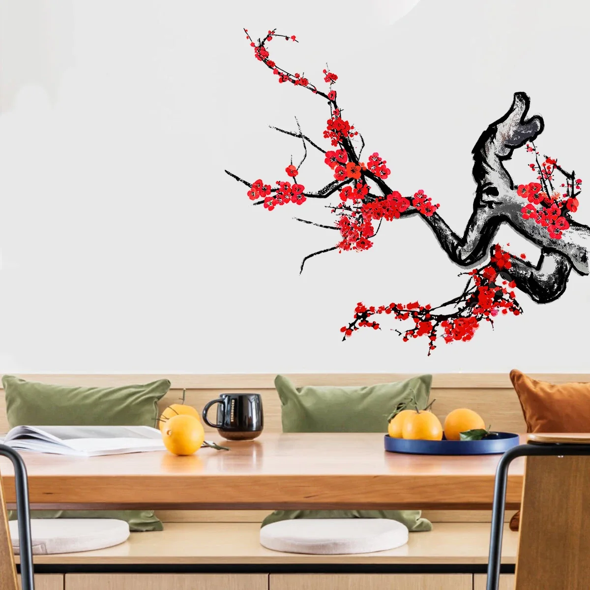 Чернила цветы сливы красные наклейки на стену детская комната потолок крышу
