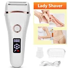 Электрическая бритва для женщин, безболезненная Бритва для всего тела, триммер для зоны бикини, водонепроницаемая, с USB зарядкой, ЖК-дисплеем, для влажного и сухого использования