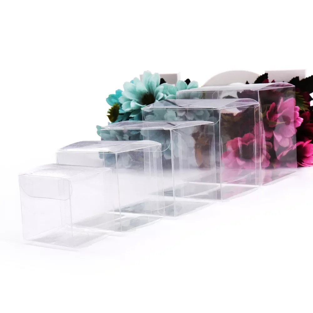 

10pcs Square Clear PVC Boxes Wedding Favor Gift Box Transparent Party Candy Bags Chocolate Jewelry/Candy/Packaging Bag