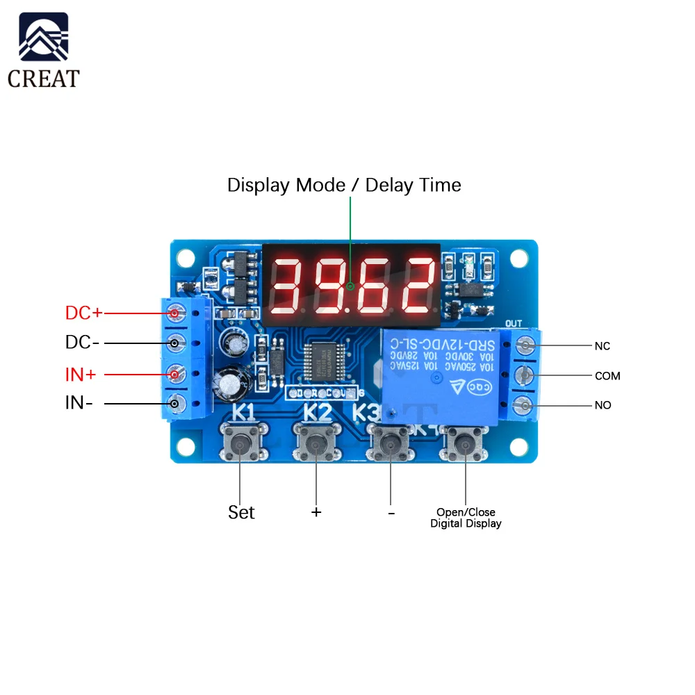 DC 12V Timer Delay Relay Digital LED Display Programmable Multi-Function Trigger Time Circuit Control Cycle Switch PLC Module |