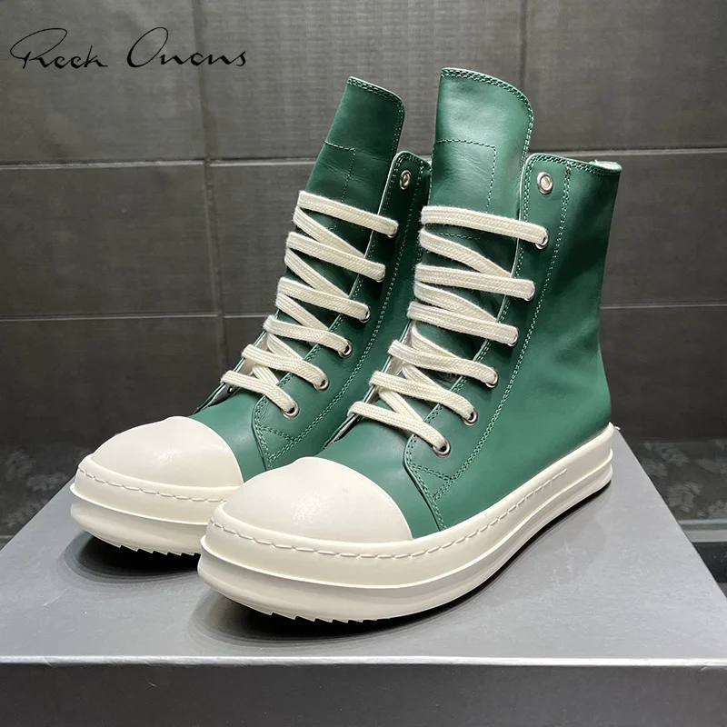 

Осенняя женская обувь с высоким верхом, однотонные кроссовки унисекс из натуральной кожи с круглым носком, на толстой подошве, со шнуровкой, повседневные женские ботинки
