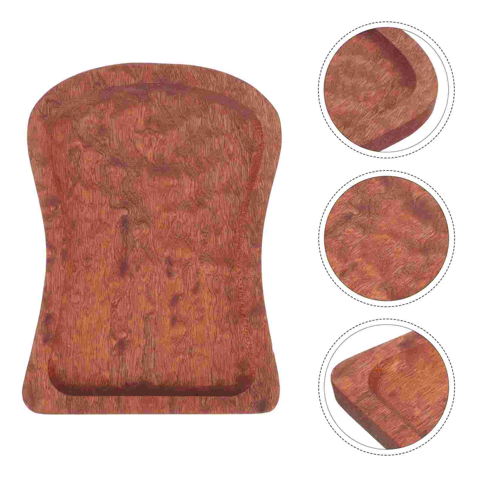 

Breakfast Food Tray Daily Meal Tray Wooden Toast Shape Meal Plate Dinner Accessory