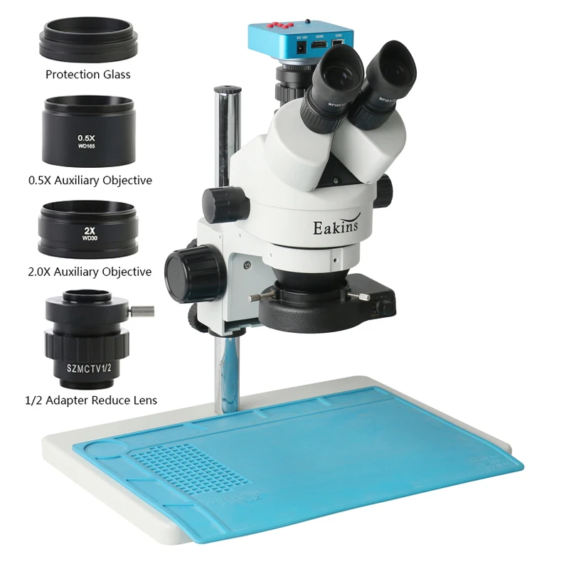 Microscopio Trinocular estéreo Focal, herramientas de reparación de PCB para soldadura de teléfono, 1080P, 38MP, 2K, HDMI, USB, C, 7X, 45X, 90X