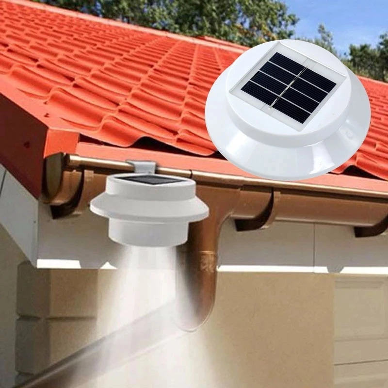 Roof Garden Landscape Path Solar Gutter Light Outdoor 3 LED Fence Waterproof Safety | Lamps