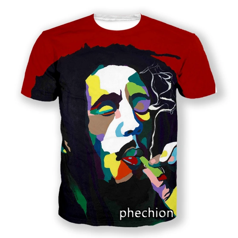 

phechion New Fashion Men/Women Bob Marley Art 3D Printed Short Sleeve T-Shirt Casual T Shirt Sport Hip Hop Summer Tops L48
