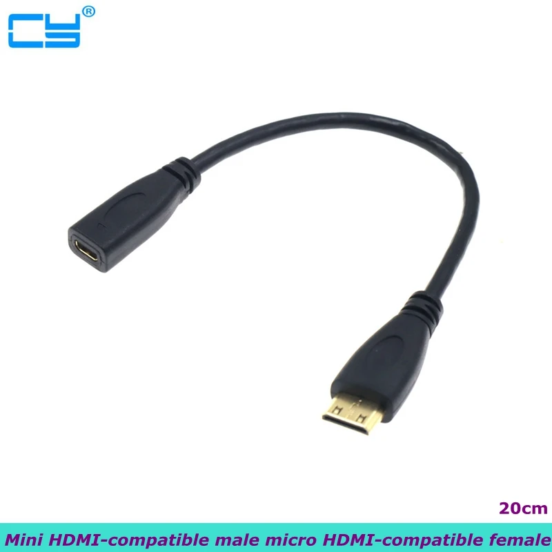 

20cm Type D Micro HDMI-compatible V1.4 Socket Female To Type C Mini HDMI-compatible Male Convertor Cable HDTV