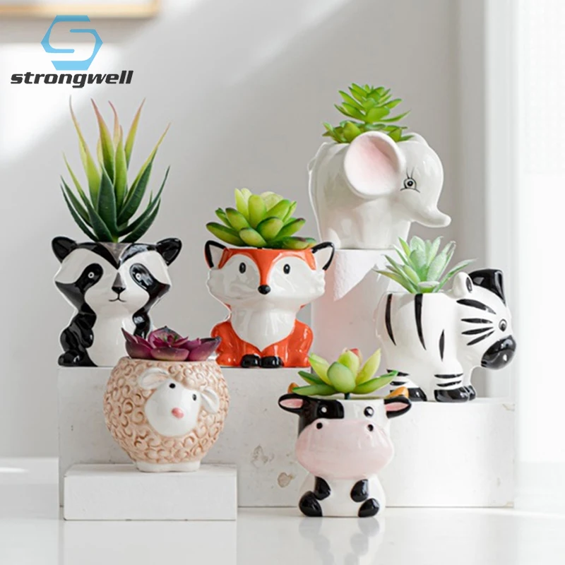 

Strongwell Миниатюрные аксессуары для украшения дома, ручной художник, керамический горшок для суккулентов, бонсай, украшение для раковины