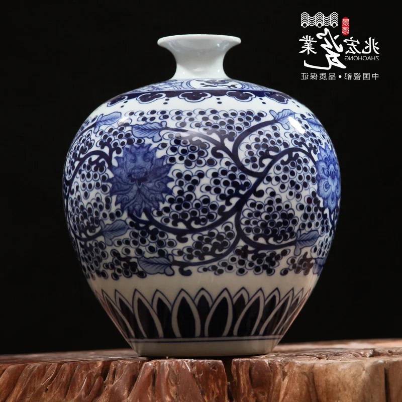 

Керамика Цзиндэчжэнь ручная роспись фарфор Цветочная ваза с орнаментом домашняя мебель маленький гранат украшение для гостиной