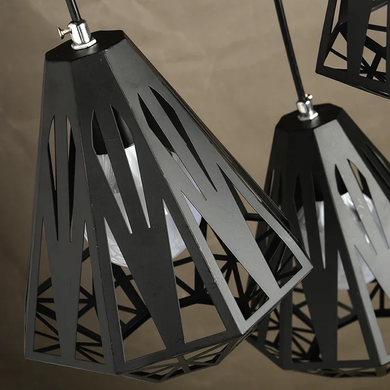 Подвесной светильник в стиле ретро геометрический ажур алмазный бар железная