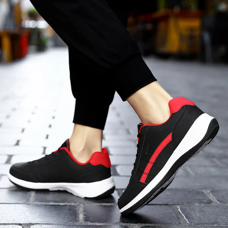 Men PU Leather Casual Shoes Trend Italian Breathable Leisure Male Sneakers Non-slip Footwear Man Vulcanized Shoes