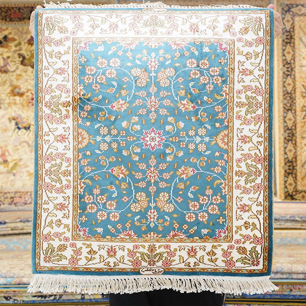 

50x70cm Handmade Silk Persian Carpet Chinese Style Handmade Woven Silk Carpet High Density Silk Blanket