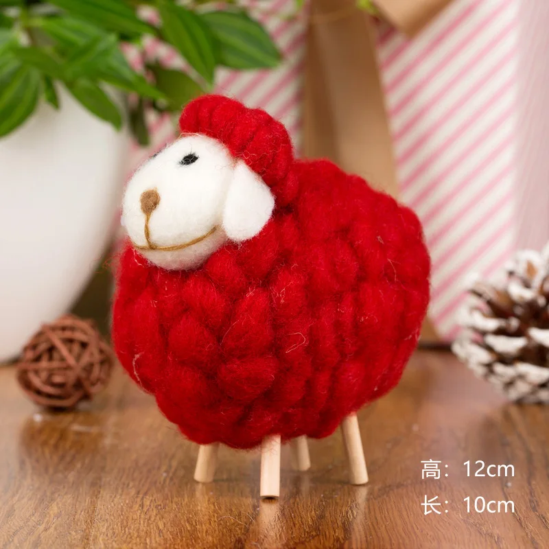 Шерстяной фетр маленькие украшения в виде овцы для рождественской елки