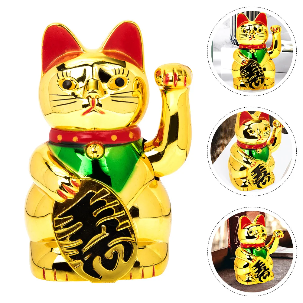 

Cars Toy Waving Hand Lucky Cat Birthday Gifts Women Present 12.8X8.6X8.6CM Decoration Paw Up Golden Plastic Good Woman