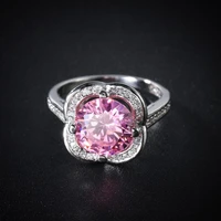 2022 new sweet romantic pink color flowers ring for women fashion personality zircon rings engagement party jewelry gifts
