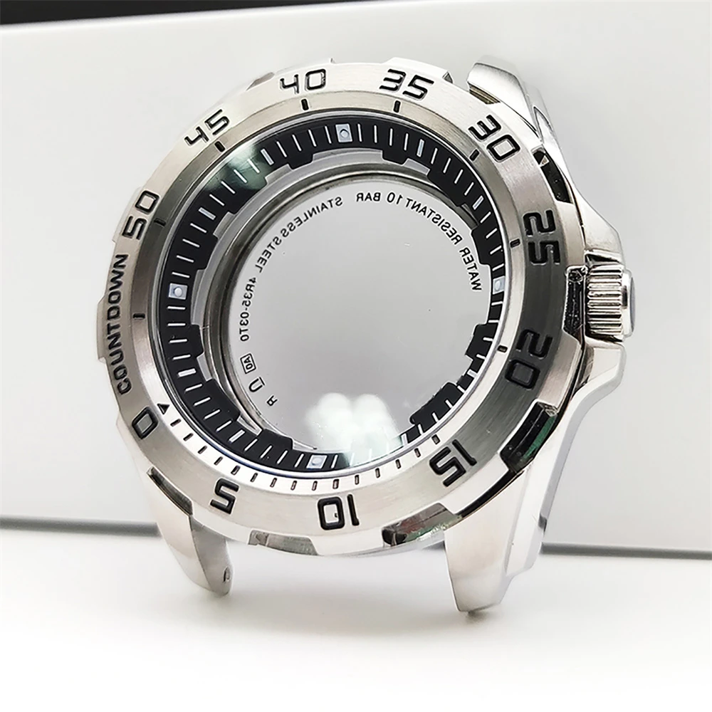 44mm 316L Steel Watch Case Transparent Back Cover Sapphire Mirror Case for NH35 NH36 Movement NH35A NH36A Fashion Watch Cases