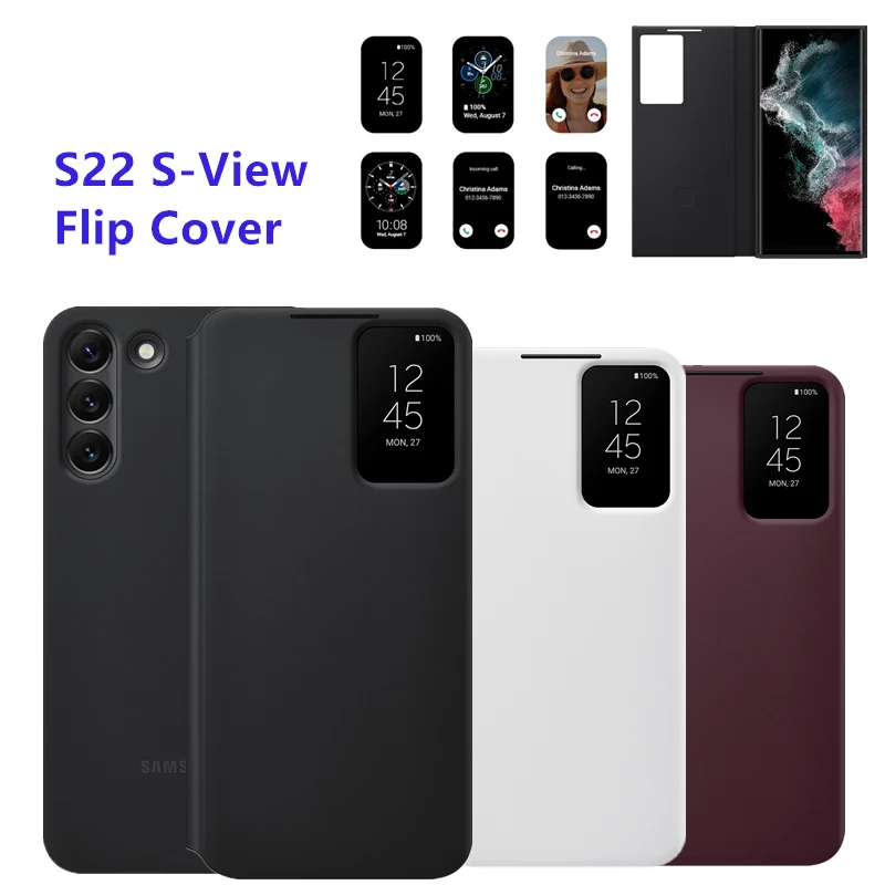 

Original Samsung S22 Ultra Smart View Flip Case For Samsung Galaxy S22+/S22 Plus 5G Phone LED Cover S-View Cases,EF-ZS908