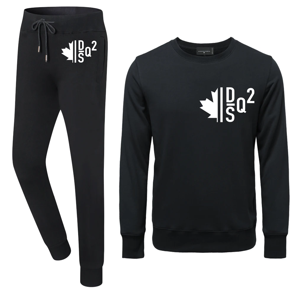 

Men Casual Sports Two Piece Suit DSQ2 Brand Couples Outdoor Jogging Cotton Breathable Sweatpants Men Slim Street Hip Hop Hoodies